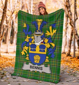 Scottish Bennis Coat of Arms Family Crest Ireland Blanket Irish National Tartan Irish County Blanket