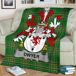 Scottish Dwyer or O'Dwyer Coat of Arms Family Crest Ireland Blanket Irish National Tartan Irish County Blanket