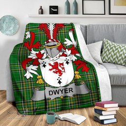 Scottish Dwyer or O'Dwyer Coat of Arms Family Crest Ireland Blanket Irish National Tartan Irish County Blanket