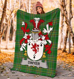 Scottish Dwyer or O'Dwyer Coat of Arms Family Crest Ireland Blanket Irish National Tartan Irish County Blanket
