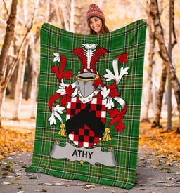 Scottish Athy Coat of Arms Family Crest Ireland Blanket Irish National Tartan Irish County Blanket