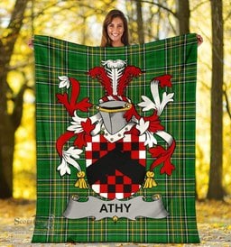 Scottish Athy Coat of Arms Family Crest Ireland Blanket Irish National Tartan Irish County Blanket