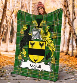 Scottish McFall Coat of Arms Family Crest Ireland Blanket Irish National Tartan Irish County Blanket