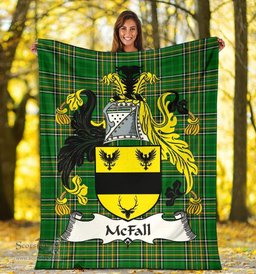 Scottish McFall Coat of Arms Family Crest Ireland Blanket Irish National Tartan Irish County Blanket
