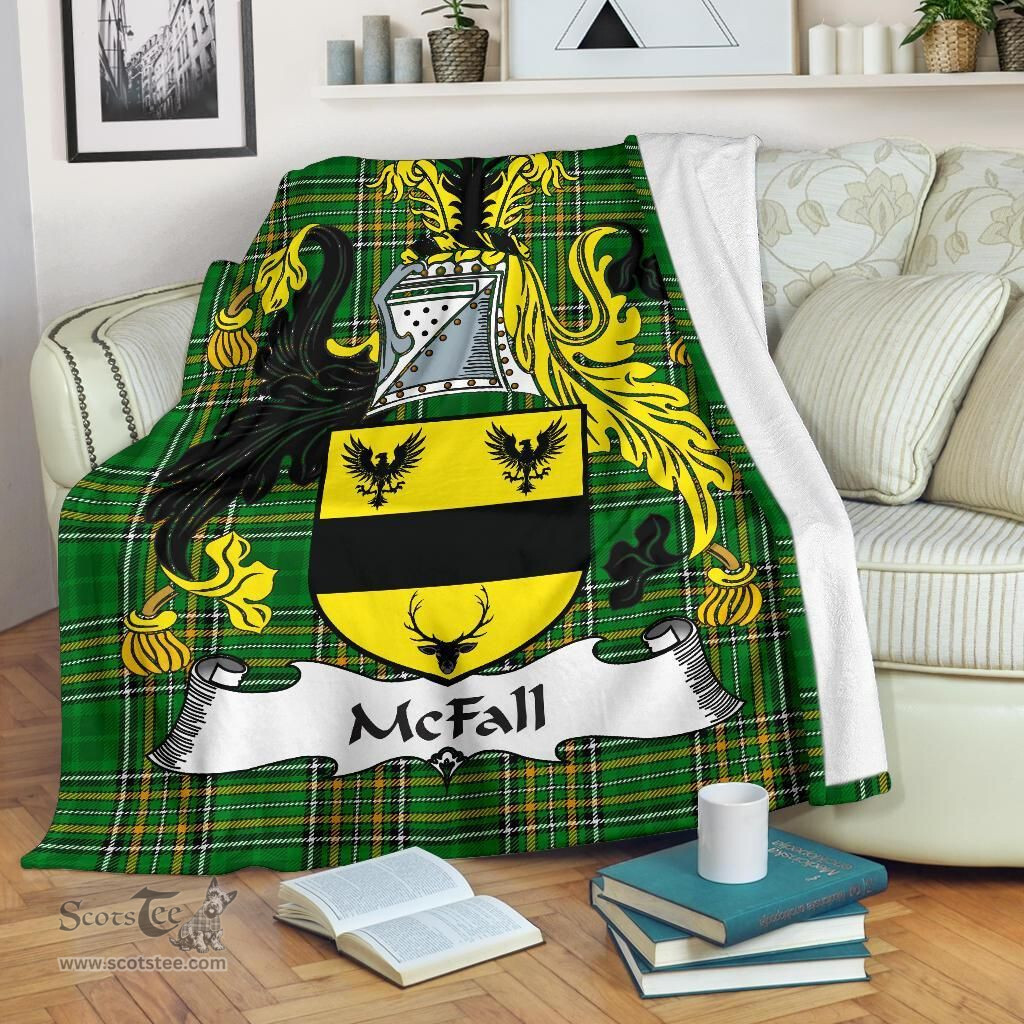 Scottish McFall Coat of Arms Family Crest Ireland Blanket Irish National Tartan Irish County Blanket