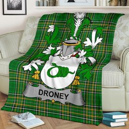 Scottish Droney or O'Droney Coat of Arms Family Crest Ireland Blanket Irish National Tartan Irish County Blanket