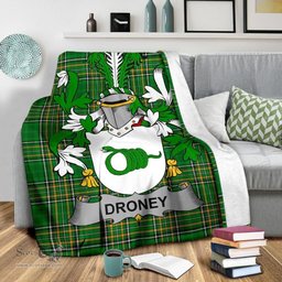 Scottish Droney or O'Droney Coat of Arms Family Crest Ireland Blanket Irish National Tartan Irish County Blanket