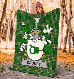 Scottish Droney or O'Droney Coat of Arms Family Crest Ireland Blanket Irish National Tartan Irish County Blanket