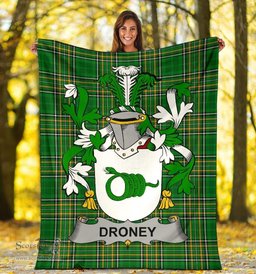Scottish Droney or O'Droney Coat of Arms Family Crest Ireland Blanket Irish National Tartan Irish County Blanket