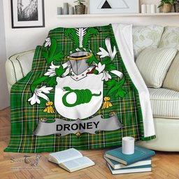 Scottish Droney or O'Droney Coat of Arms Family Crest Ireland Blanket Irish National Tartan Irish County Blanket