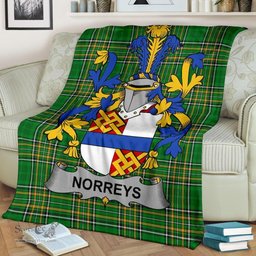 Scottish Norreys Coat of Arms Family Crest Ireland Blanket Irish National Tartan Irish County Blanket
