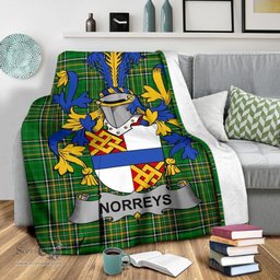 Scottish Norreys Coat of Arms Family Crest Ireland Blanket Irish National Tartan Irish County Blanket