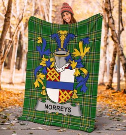 Scottish Norreys Coat of Arms Family Crest Ireland Blanket Irish National Tartan Irish County Blanket