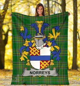 Scottish Norreys Coat of Arms Family Crest Ireland Blanket Irish National Tartan Irish County Blanket