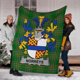 Scottish Norreys Coat of Arms Family Crest Ireland Blanket Irish National Tartan Irish County Blanket