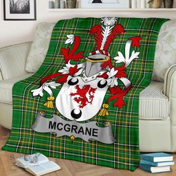 Scottish McGrane or McGrann Coat of Arms Family Crest Ireland Blanket Irish National Tartan Irish County Blanket
