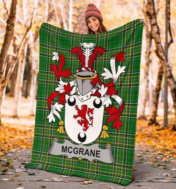 Scottish McGrane or McGrann Coat of Arms Family Crest Ireland Blanket Irish National Tartan Irish County Blanket