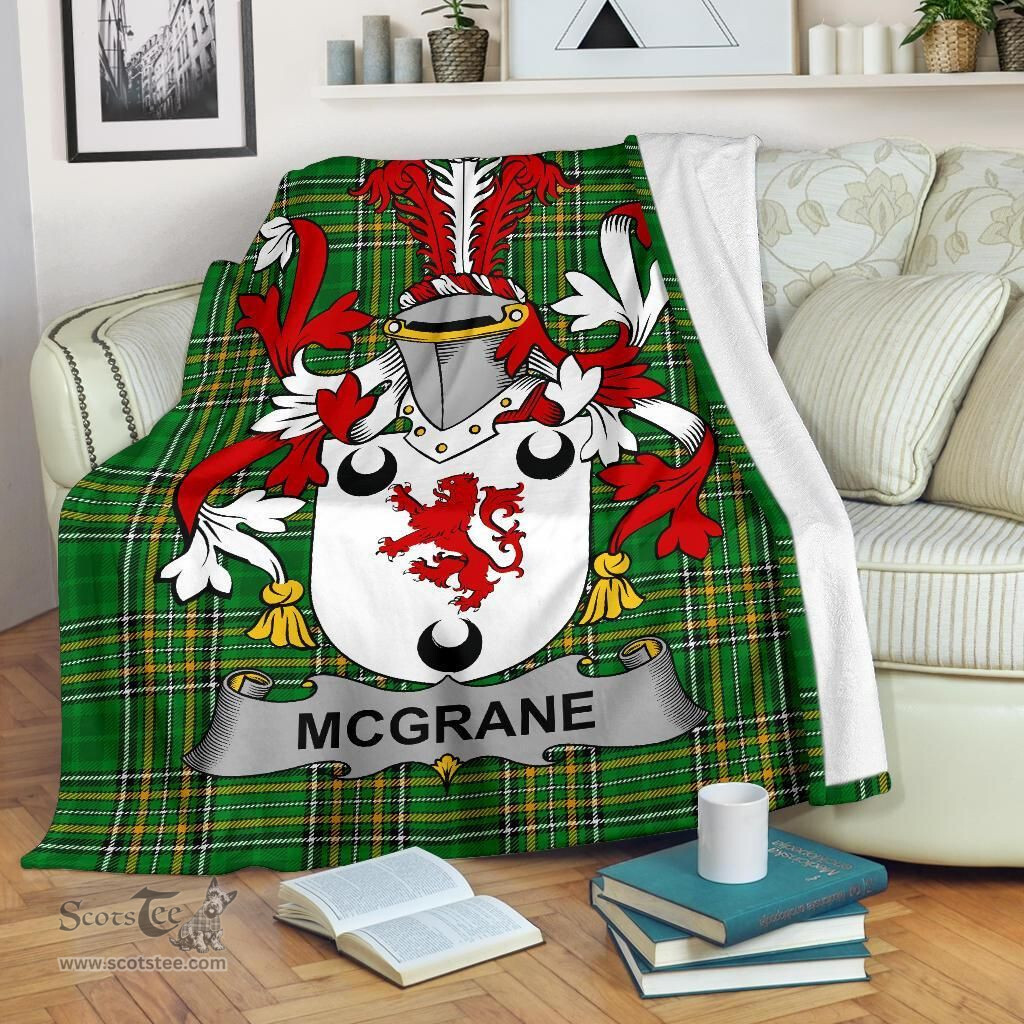 Scottish McGrane or McGrann Coat of Arms Family Crest Ireland Blanket Irish National Tartan Irish County Blanket