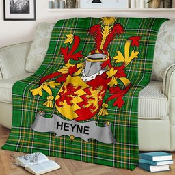 Scottish Heyne or O'Heyne Coat of Arms Family Crest Ireland Blanket Irish National Tartan Irish County Blanket