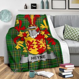 Scottish Heyne or O'Heyne Coat of Arms Family Crest Ireland Blanket Irish National Tartan Irish County Blanket