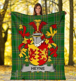 Scottish Heyne or O'Heyne Coat of Arms Family Crest Ireland Blanket Irish National Tartan Irish County Blanket