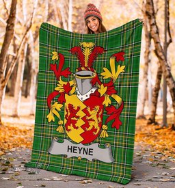 Scottish Heyne or O'Heyne Coat of Arms Family Crest Ireland Blanket Irish National Tartan Irish County Blanket