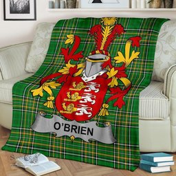 Scottish Brien or O'Brien Coat of Arms Family Crest Ireland Blanket Irish National Tartan Irish County Blanket