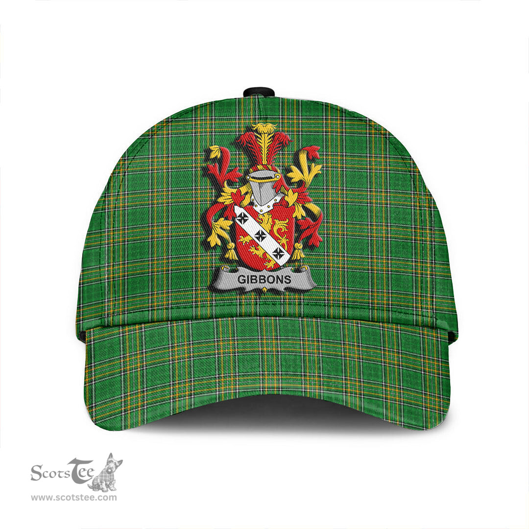 Scottish Gibbons or McGibbons Coat of Arms Family Crest Ireland Cap Irish National Tartan Irish County Cap