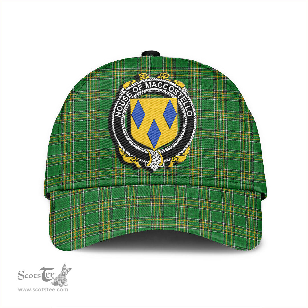 Scottish House of MACCOSTELLO Coat of Arms Family Crest Ireland Cap Irish National Tartan Irish County Cap
