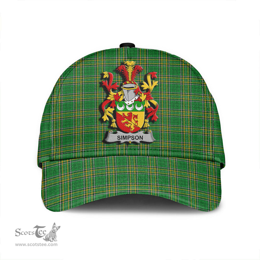 Scottish Simpson Coat of Arms Family Crest Ireland Cap Irish National Tartan Irish County Cap