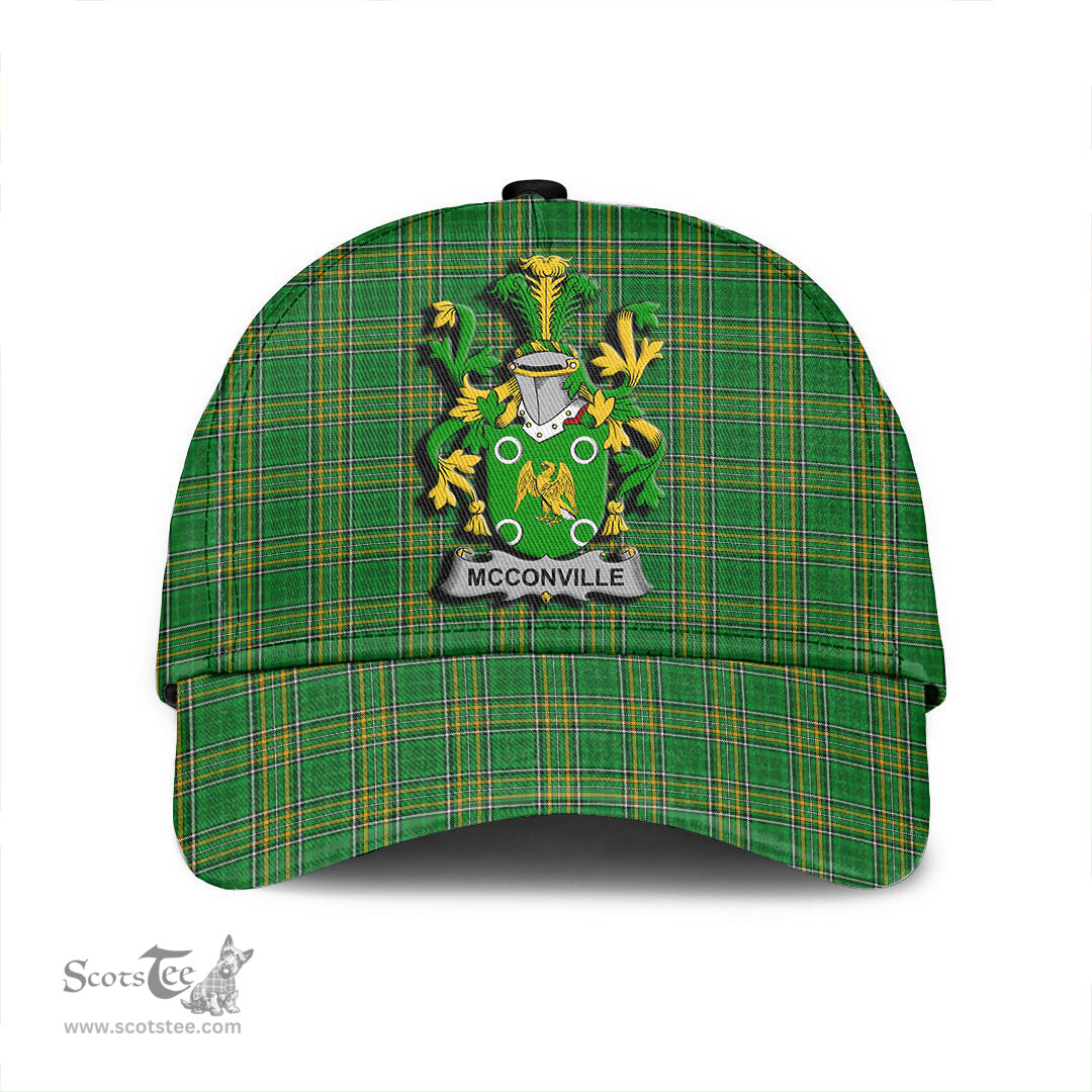Scottish McConville Coat of Arms Family Crest Ireland Cap Irish National Tartan Irish County Cap