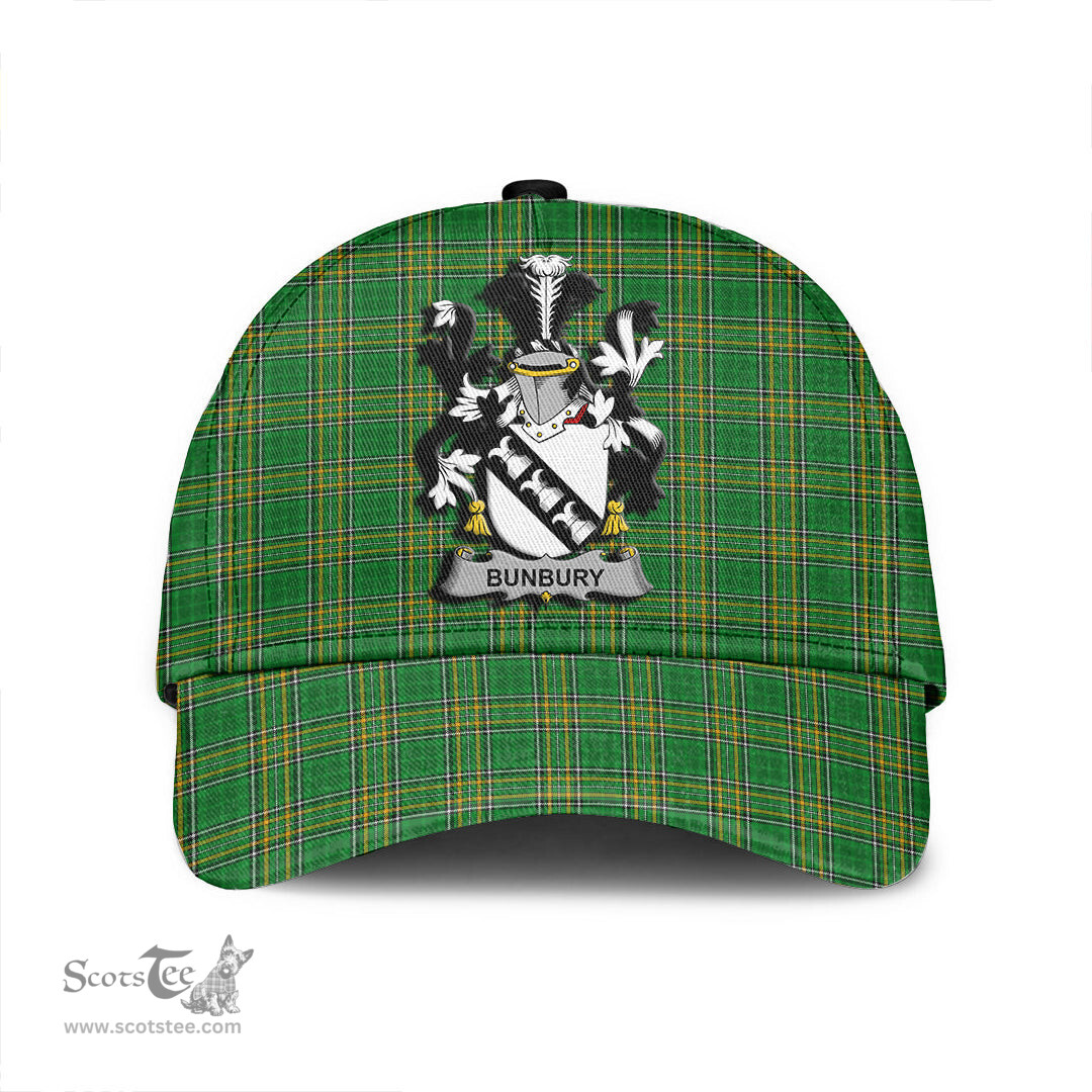 Scottish Bunbury Coat of Arms Family Crest Ireland Cap Irish National Tartan Irish County Cap