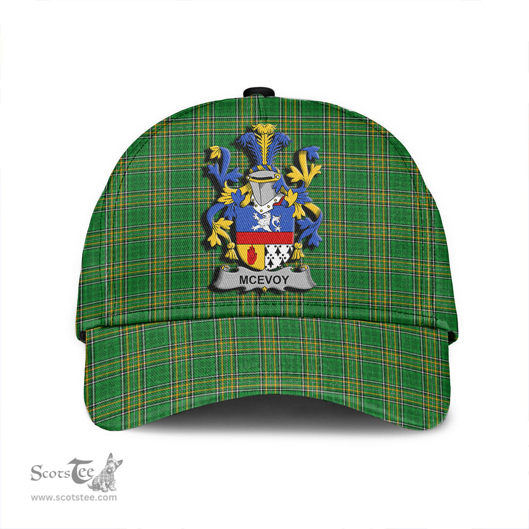 Scottish McEvoy or McKelvey Coat of Arms Family Crest Ireland Cap Irish National Tartan Irish County Cap