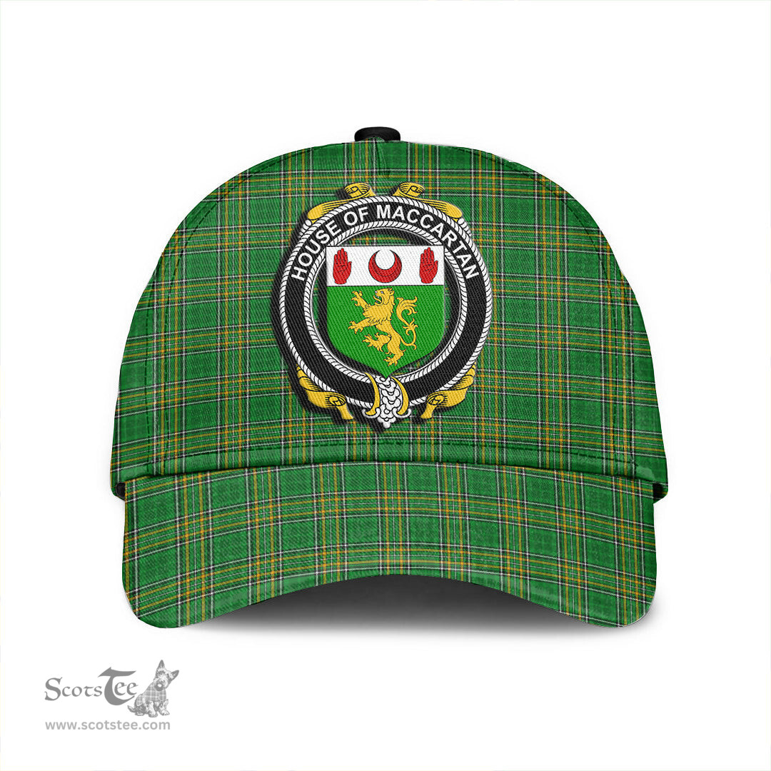 Scottish House of MACCARTAN Coat of Arms Family Crest Ireland Cap Irish National Tartan Irish County Cap