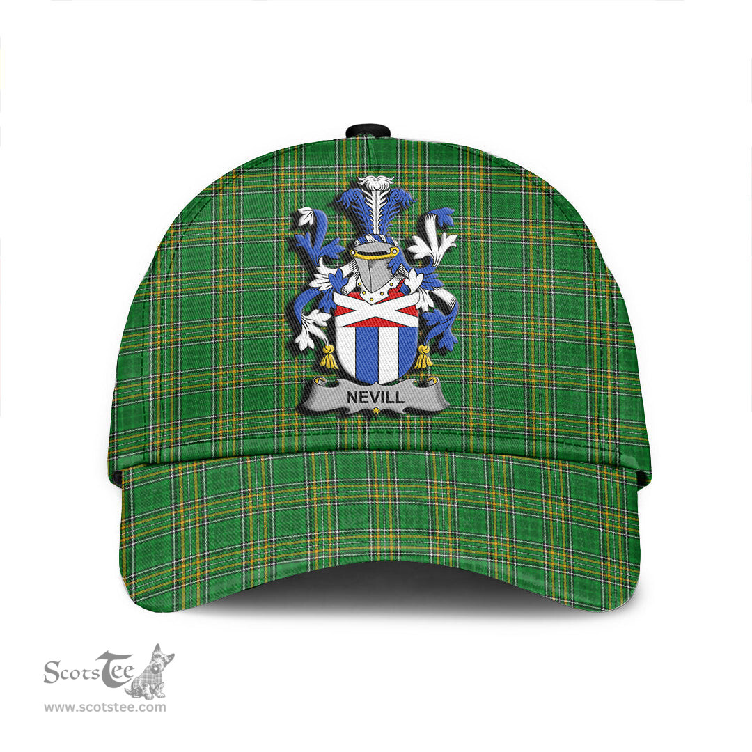 Scottish Nevill or Neville Coat of Arms Family Crest Ireland Cap Irish National Tartan Irish County Cap