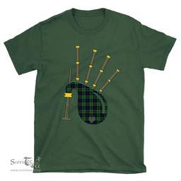 Scottish Leslie Hunting Clan Tartan T-Shirt 2D - Bagpipes Style Scottish Plaid Tartan Plaid