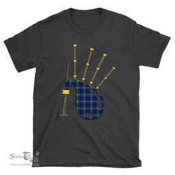 Scottish Hamilton Hunting Modern Clan Tartan T-Shirt 2D - Bagpipes Style Scottish Plaid Tartan Plaid