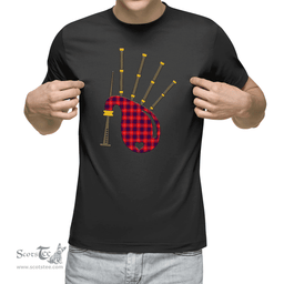 Scottish Hamilton Modern Clan Tartan T-Shirt 2D - Bagpipes Style Scottish Plaid Tartan Plaid