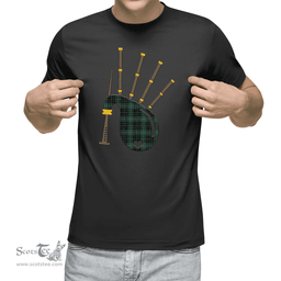Scottish MacAulay Hunting Ancient Clan Tartan T-Shirt 2D - Bagpipes Style Scottish Plaid Tartan Plaid