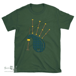 Scottish Lyon Clan Clan Tartan T-Shirt 2D - Bagpipes Style Scottish Plaid Tartan Plaid
