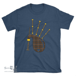 Scottish Kennedy Weathered Clan Tartan T-Shirt 2D - Bagpipes Style Scottish Plaid Tartan Plaid