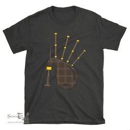 Scottish Kennedy Weathered Clan Tartan T-Shirt 2D - Bagpipes Style Scottish Plaid Tartan Plaid