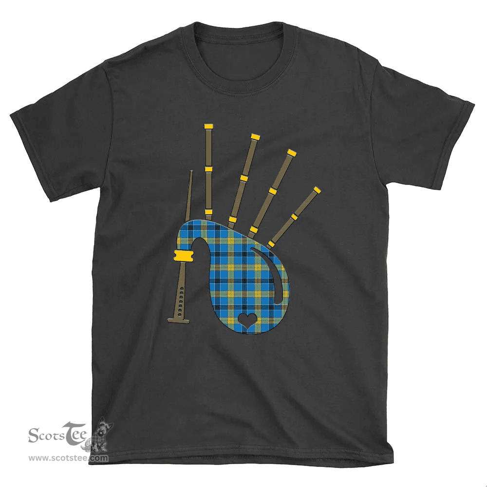 Scottish Laing Clan Tartan T-Shirt 2D - Bagpipes Style Scottish Plaid Tartan Plaid