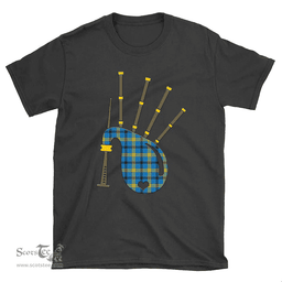 Scottish Laing Clan Tartan T-Shirt 2D - Bagpipes Style Scottish Plaid Tartan Plaid