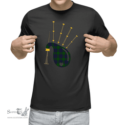 Scottish Lockhart Modern Clan Tartan T-Shirt 2D - Bagpipes Style Scottish Plaid Tartan Plaid
