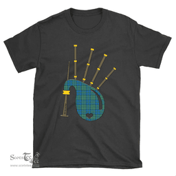 Scottish Lockhart Clan Tartan T-Shirt 2D - Bagpipes Style Scottish Plaid Tartan Plaid