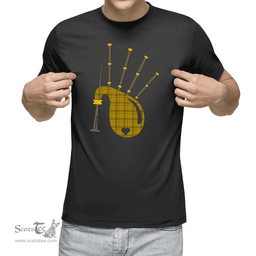 Scottish Houston Clan Tartan T-Shirt 2D - Bagpipes Style Scottish Plaid Tartan Plaid