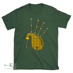 Scottish Houston Clan Tartan T-Shirt 2D - Bagpipes Style Scottish Plaid Tartan Plaid