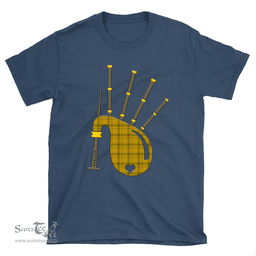 Scottish Houston Clan Tartan T-Shirt 2D - Bagpipes Style Scottish Plaid Tartan Plaid