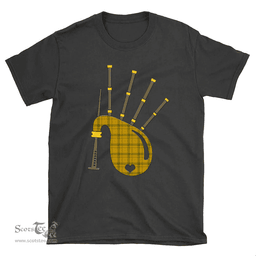 Scottish Houston Clan Tartan T-Shirt 2D - Bagpipes Style Scottish Plaid Tartan Plaid